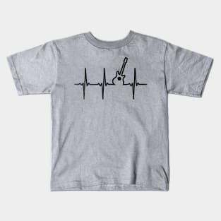 Guitar Acoustic Heartbeat // Black Kids T-Shirt